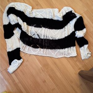Black and White Striped Women's Sweater